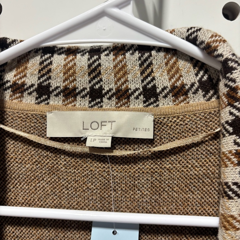 NWT LOFT Plaid Open Sweater Blazer Size MP - Picture 3 of 4